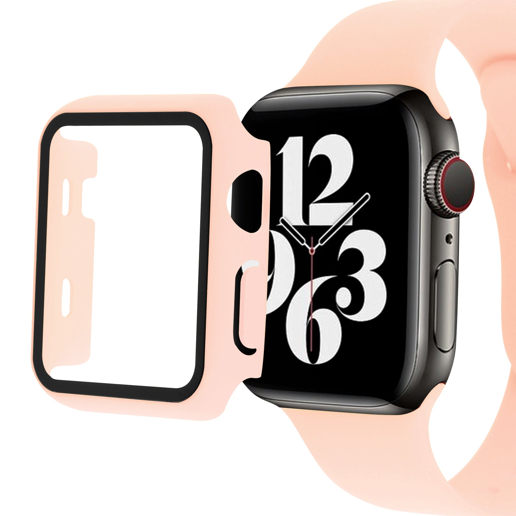 Silicone Watch Strap with PC Frame+Tempered Glass Screen Protector Anti-scratch Replacement for Apple Watch Series 7 45mm Silicone Watch Strap with PC Frame+Tempered Glass Screen Protector Anti-scratch Replacement for Apple Watch Series 7 45mm